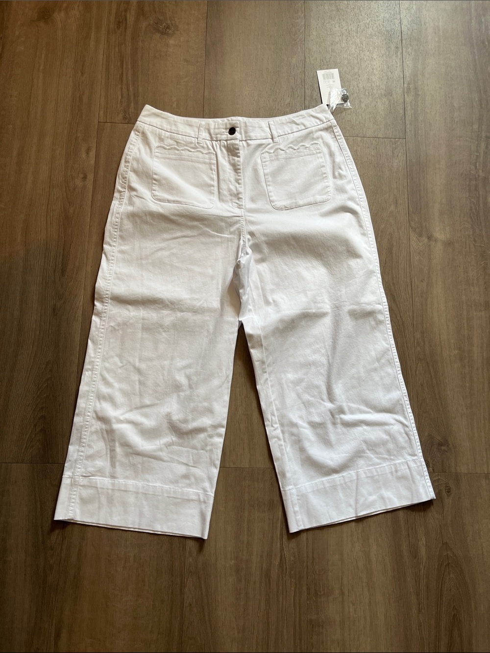 Women's White Wide-Leg Cropped Pants
